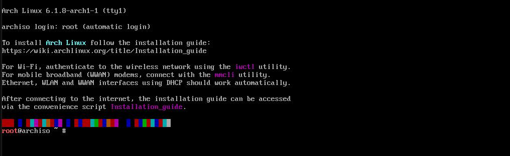 Arch Linux installer boot screen